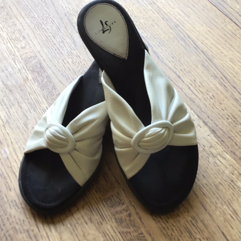 Caper white slide heeled sandal